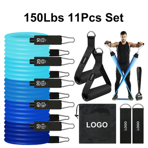 Gradient Blue 11pcs Latex Resistance <b>Bands</b> Set <b>Workout</b> Exercise <b>Bands</b> Kit Home Gym Fitness Equipment OEM - Product Image 1