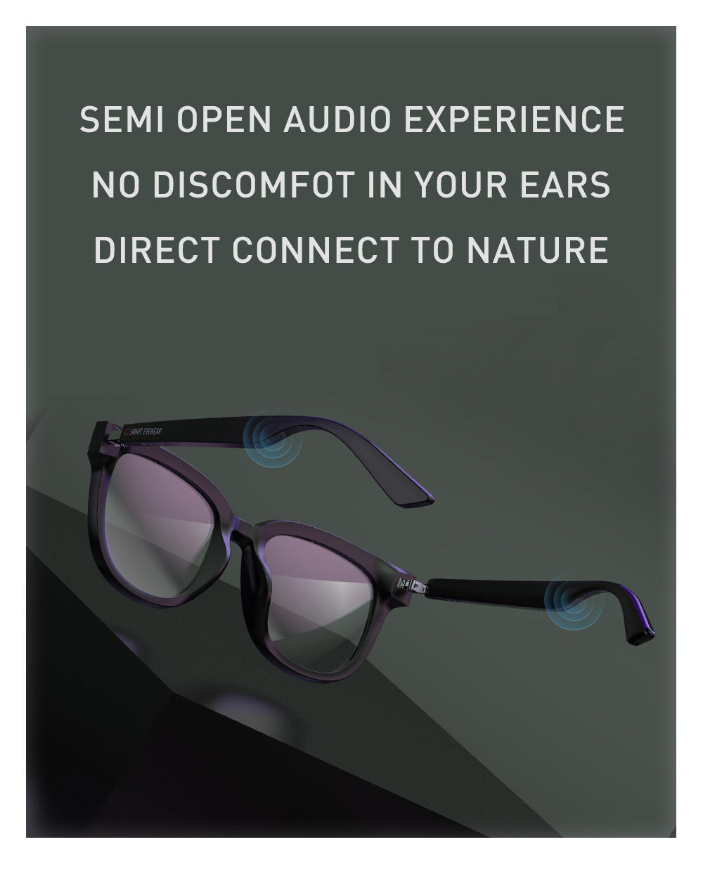 Smart Glasses High Fashion Sunglasses with Wireless Earphones