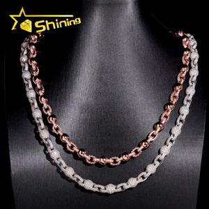 Collana con perline 925 Moissanite 8mm con catena con perline Hip Hop, - Product Image 1