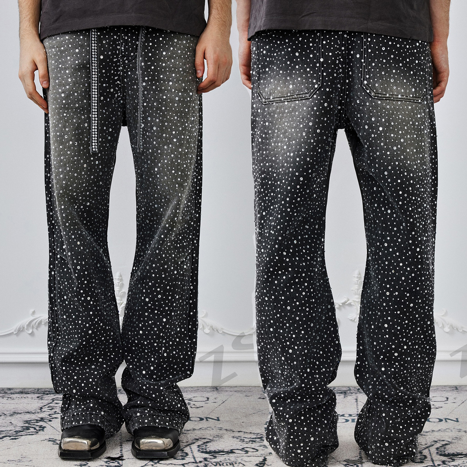 DARKFOG★Vintage washed rhinestone design jeans DF61 S24f53f86906f49249ffd10920f21c