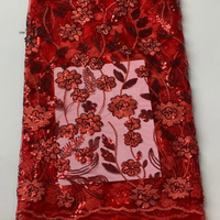 Tissu en dentelle de luxe en gros avec broderie florale, perles et sequins, en tulle français, dentelle nigériane pour robe de mariée et robe de soirée