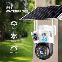Caméra solaire 4G à double objectif, prix d'usine, faible consommation d'énergie, caméra de sécurité PTZ V380 avec panneau solaire pour extérieur
