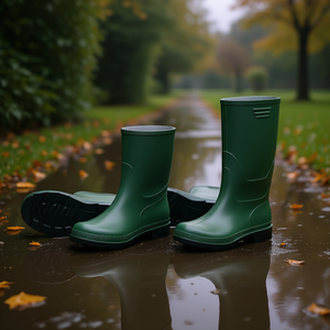 Botas de Lluvia de PVC Verde Ttake, Modelo 37 Tronchetto con Suela Negra - Product Image 3