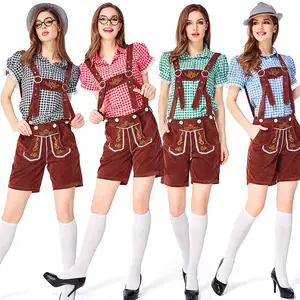 Trajes de festa Oktoberfest para mulheres, roupa tradicional alemã para festas de Halloween e festival de cerveja bávara masculina, cosplay