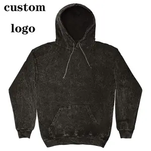 Custom logo functional Colortone Plain Colors Vintage Mineral Wash vintage Hoodies men stone wash hoodie acid washed hoodie