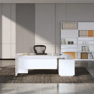 Оптовая продажа, роскошный современный офисный стол, металлический кронштейн, офисная мебель, дизайн домашнего офиса, высококачественный белый стол для руководителей