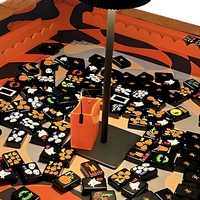 Jeu de tuiles de mahjong américain en acrylique de luxe, style dessiné à la main pour Halloween, jeu de table, prend en charge le logo et la taille personnalisés
