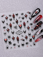 Autocollants pour ongles en relief 5D gothiques en forme de rose, décalcomanies 2025, colle douce, bricolage, enveloppes pour ongles gothiques, forme de cœur, décalcomanies 3D