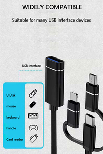 Câble adaptateur OTG 3-en-1 Type-C avec conducteur en cuivre pur, charge rapide pour <span class=keywords><strong>iPhone</strong></span> 14/13/12, USB 3.0, Micro USB, <span class=keywords><strong>8</strong></span> broches, utilisation avec imprimante - Product Image 2