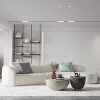 Modernes Leder-Ecksofa-Set mit Geschwungenem Design Massivholzrahmen Gepolsterte Modulare Wohnzimmermöbel