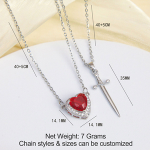 Nuevo Conjunto de Collar con Colgante de <span class=keywords><strong>Amor</strong></span> y Espada al por Mayor 2025, Conjunto de Dos Piezas de Moda, Joyería de Collar, Regalo para Hombres y Mujeres - Product Image 6