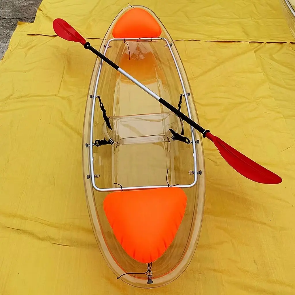 Hersteller Großhandel Spot hochwertige transparente Kajak kleines Kanu 1 Person Marine manuelle Ruder PC Drifting Boot