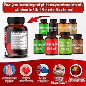 Supplément à base de plantes OEM ODM capsules de berbérine avec cannelle de Ceylan curcuma chardon-Marie melon amer soutien coeur bien-être - Product Image 4