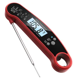 Termometer makanan lipat Digital, alat mengukur temperatur BBQ tahan air sangat cepat dengan kalibrasi lampu latar
