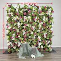 Mur de fleurs artificielles en soie mélangée, personnalisable, bleu, facile à installer, enroulable, pour mariages