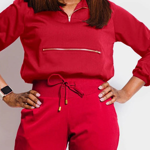 Ensemble de blouses d'infirmière en tissu extensible de grande taille, écologiques, de style fermeture éclair, pour hôpital dentaire, vente en gros - Product Image 4