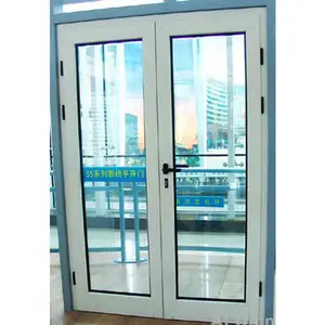 Puertas abatibles de aluminio para exteriores, puertas de Patio de entrada de vidrio moderno comercial