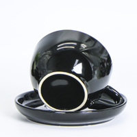 Ensemble de tasses à café et soucoupes en céramique avec logo personnalisé, vente en gros, tasse à cappuccino noire, OEM ODM pour café, restaurant, hôtel, cadeau