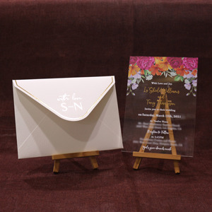 Acrylique givré nouvelles idées personnalisé fantaisie Floral aquarelle <span class=keywords><strong>carte</strong></span> d'invitation de mariage - Product Image 5
