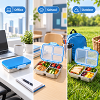 Aohea Vente en gros de boîtes à lunch en acier inoxydable 304 sans BPA, boîte à lunch en acier à 3 compartiments pour enfants