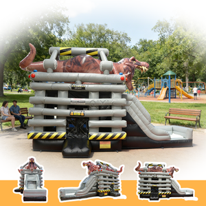 Château gonflable commercial dinosaure avec toboggan, en PVC, facile à monter - Product Image 4