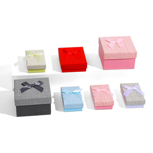 <span class=keywords><strong>Caja</strong></span> de joyería original con cubierta de tela, venta al por mayor, regalo, pendientes, anillo, pulsera, embalaje de joyería - Product Image 3