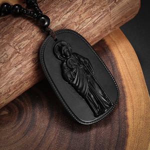 <span class=keywords><strong>Collier</strong></span> pendentif <span class=keywords><strong>Bouddha</strong></span> protecteur en verre noir et vert simulé, bijoux religieux unisexes anciens et significatifs 2026 - Product Image 2