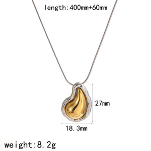 Conjunto de Collar y Pendientes de Acero Inoxidable en Forma de Lágrima, Color Oro y Plata, Unisex, Joyería Fina para Uso Diario - Product Image 5