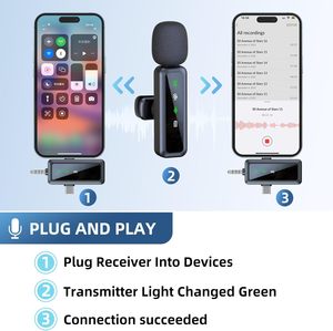 H65 Triple-Tương Thích Không Dây Lavalier <span class=keywords><strong>Microphone</strong></span> Cho Điện Thoại/PC Live Streaming Kép Mic Hệ Thống Với Giảm Tiếng Ồn Mini Thiết Kế - Product Image 2
