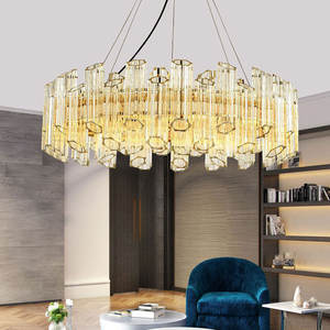 Luces de araña redondas para decoración de sala de estar, anillo Led colgante moderno, luz colgante de tubo de vidrio - Product Image 2