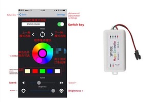 Sp105e cho Bluetooth giao hưởng ws2811/2812b đầy đủ màu sắc LED Strip ánh sáng 5 đến 24V điều khiển từ xa Dimmer với chạy ứng dụng điều khiển - Product Image 5