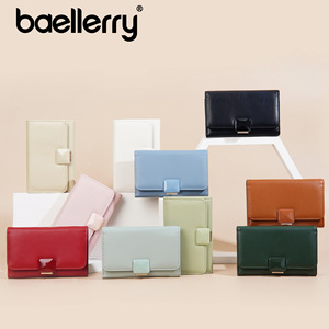 กระเป๋าสตางค์แบบสามพับสำหรับผู้หญิง ยี่ห้อ Baellerry สีแดง หนังแท้ ปิดด้วยกระดุม ใช้งานได้หลากหลาย เหมาะสำหรับใช้ในชีวิตประจำวัน - Product Image 4