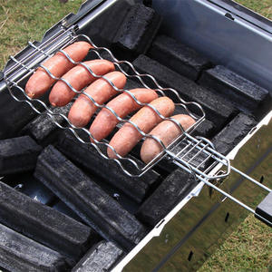 <span class=keywords><strong>Pince</strong></span> à griller les hot-dogs avec brosse, 6 saucisses en acier inoxydable, poignée en bois amovible résistante à la chaleur, <span class=keywords><strong>pince</strong></span> de <span class=keywords><strong>barbecue</strong></span> en maille - Product Image 6