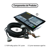 Système de commande CNC 980M pour fraiseuse, 3/4/6 axes, avec écran LCD, volant et kit de câbles pour machine de fraisage et de perçage CNC - Stock Brésil