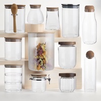 Recipiente de vidrio de borosilicato alto, cuchara, tarros de almacenamiento de cocina cubiertos herméticos con cuchara