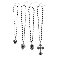 Nouveau Collier Pendentif Punk Gothique Rétro Religieux Minimaliste de Niche en Alliage Perlé avec Croix et Pierre Tombale