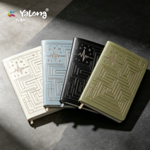 Carnet à couverture rigide en cuir PU Yalong A5 avec motif labyrinthe <span class=keywords><strong>ECG</strong></span> Star, lignes concaves et convexes, avec marque-page, 4 couleurs YLA5L001 - Product Image 1