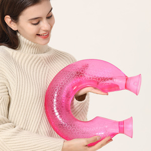 Bouteille d'eau chaude transparente en forme de U compresse chaude cou épaule chaude Offre Spéciale main chauffant couverture en tissu en peluche vertèbre cervicale - Product Image 3