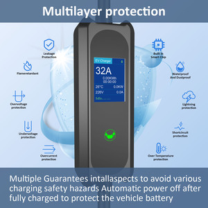 Type 2 13A 3kW UK 3PIN Plug IP66 Larger Screen Portable EV Charger Electric Car Charger with Current Adjustment - Product Image 2