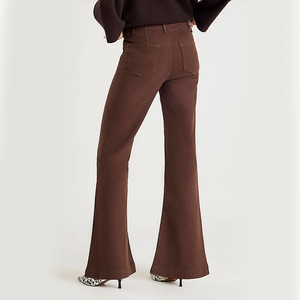 Pantaloni Bootcut da Donna Personalizzati OEM, Gamba Svasata Elasticizzata con Tasche con Zip, Pantaloni Marroni per Ufficio e Lavoro Casual - Product Image 4