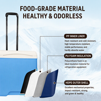 Glacière à roulettes isotherme avec poignée de traction, étanche, pour le camping, la pêche, le barbecue, avec maintien de la glace pendant 5 jours, OEM