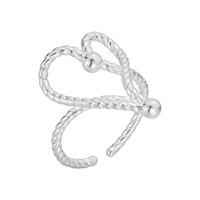 Bague ouverte ajustable en argent sterling 925 avec nœud papillon et corde tressée, bijoux pour femmes, vente en gros