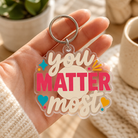 Porte-clés en acrylique de haute qualité sur le thème de la santé mentale, vente en gros, impression personnalisée, cadeau, logo personnalisé, porte-clés en acrylique motivant et positif