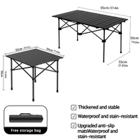 Table de camping pliante en aluminium robuste pour la vente en gros, table de pique-nique portable pour l'extérieur, le jardin et la plage, étanche