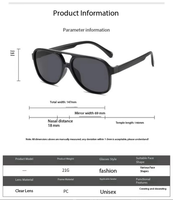 Lunettes de soleil noires à double pont pour hommes et femmes, monture épaisse surdimensionnée, protection UV400, pour l'extérieur et le quotidien