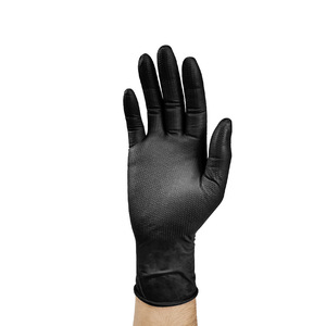 Gants de sécurité jetables en nitrile noir Blue Guard 8 mil, texture diamant, couverture intégrale, pour réparation mécanique industrielle - Product Image 1