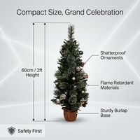 Arbre de Noël Artificiel Professionnel Effet Rustique avec Base en Toile de Jute et Support en Jute Haute Qualité