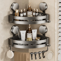 Étagère d'angle triangulaire en aluminium sur mesure OEM pour salle de bain, support de rangement à ventouse pour la maison et l'hôtel