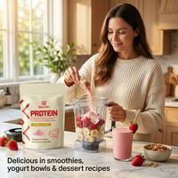 Poudre de protéines de lactosérum Qbioflex OEM à la saveur fraise en vrac avec peptides de collagène, sans sucre, complément alimentaire pour la remise en forme