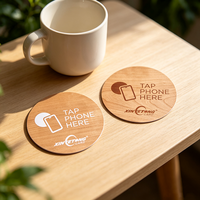 Carte NFC en bois RFID imprimable avec logo, 13,56 MHz, autocollant intelligent programmable pour cafés et magasins de détail (seulement pour les avis)